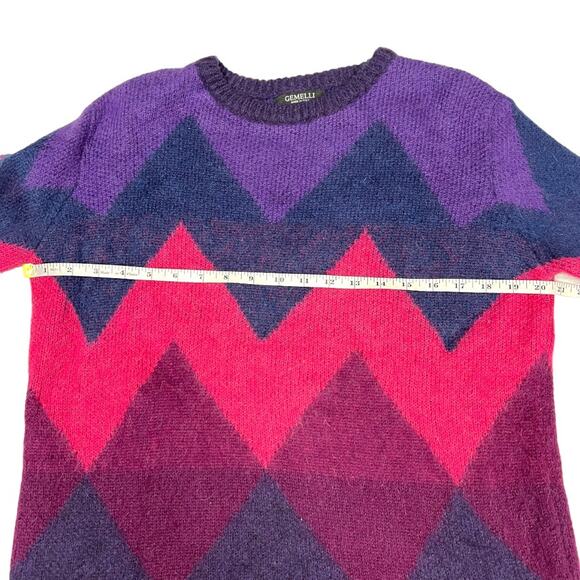 Gemelli Sweater Chevron Mohair Blend Crewneck Purple Blue Pink Women's Small - Picture 4 of 11